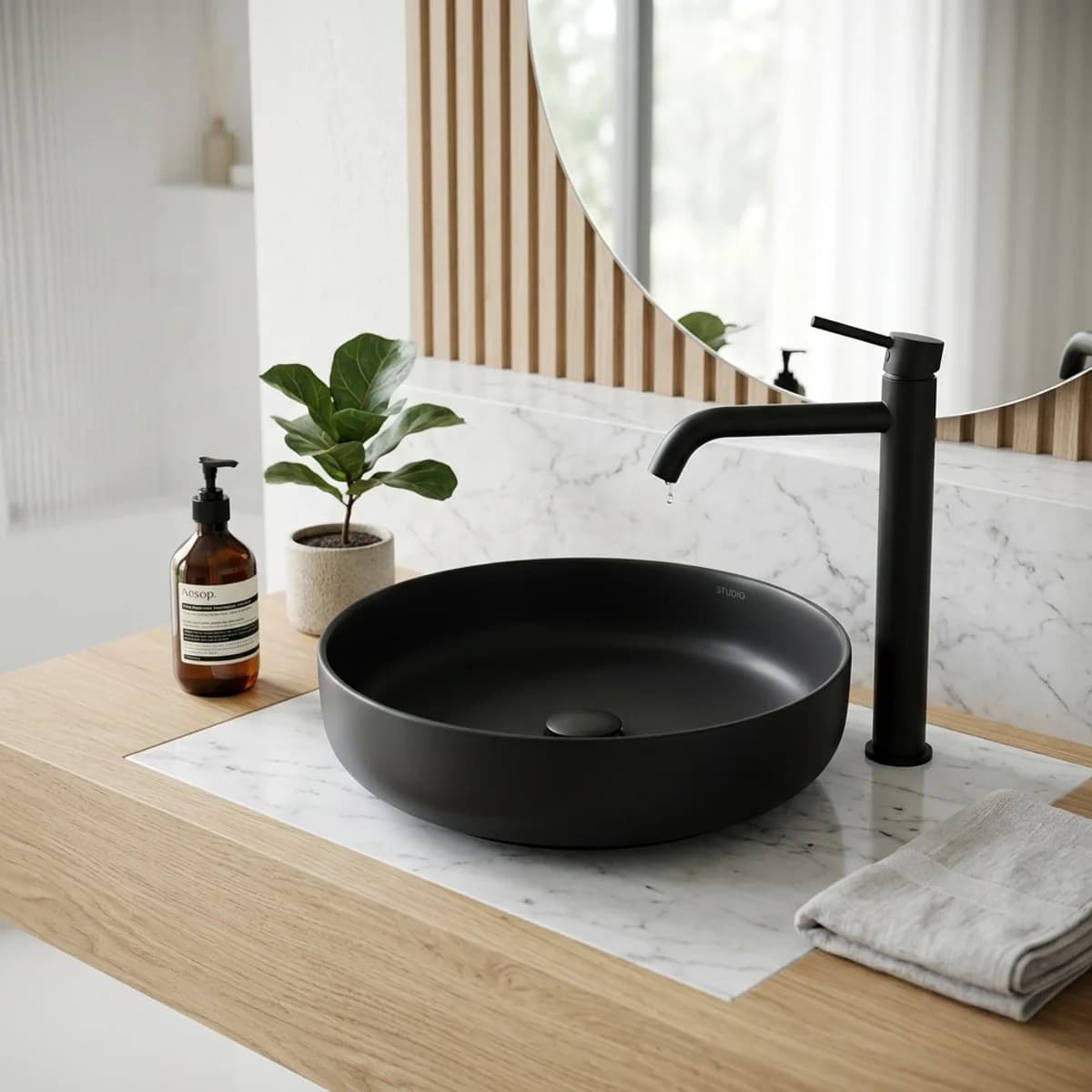 Matte Black Vessel Basin